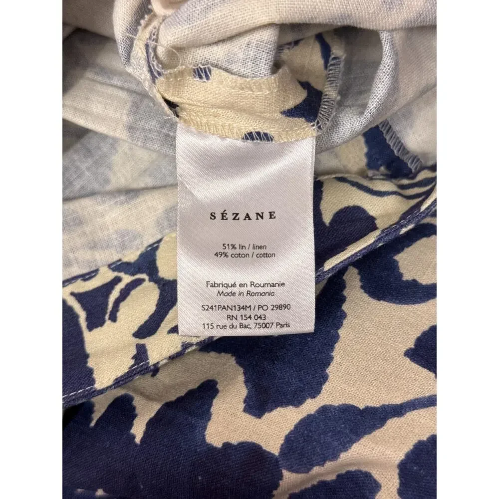 Sezane x Momoni Pants 42 / US 10 Womens Jenson Trouser Cotton Linen Wide Leg